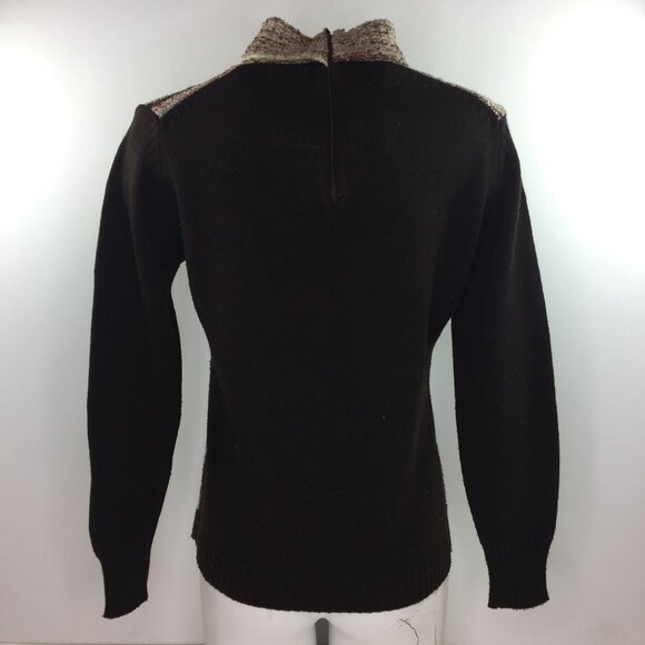 Vintage Rochelle Womens Mock Turtleneck Striped Sweater Brown Cream Blue Size XL - Picture 6 of 16